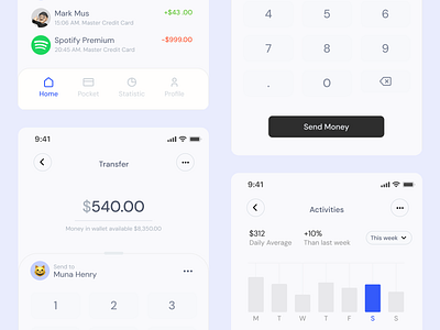 💳 Minimalist Wallet App – UI Design ✨🍃 fintech ui wallet