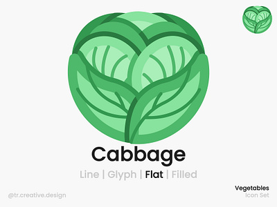 Cabbage Icon Flat Style cabbage cooking flat icon graphic design harvest icon icon design icon set illustration ingredient salad vector icon