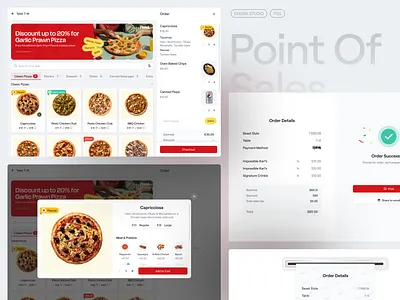 Piznek - Dashboard Restaurant POS banner booking cashier cashier dashboard delivery emura emura studio food menu order order menu pizza point of sales pop up pos product product details receipt restaurant success