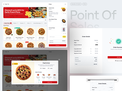 Piznek - Dashboard Restaurant POS banner booking cashier cashier dashboard delivery emura emura studio food menu order order menu pizza point of sales pop up pos product product details receipt restaurant success