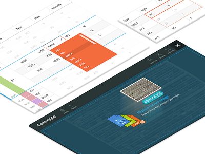 Feature details blowout data grid features grid images isometric perspective ui