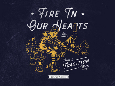 Fire In Our Hearts apparel hockey illustration nhl sports throwback typography vintage