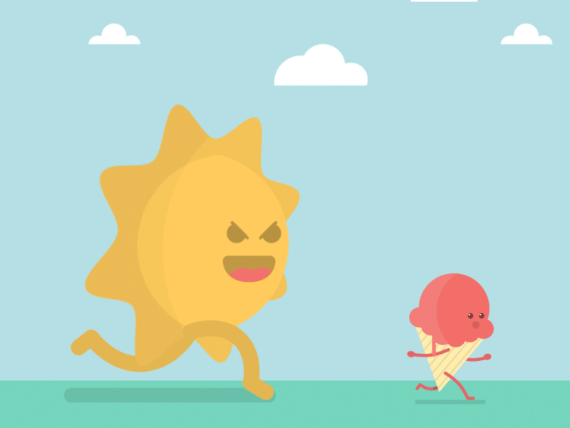 I Scream, You Scream, We All Scream For Ice Cream! ae after effects cycle evil ice cream run sun vector