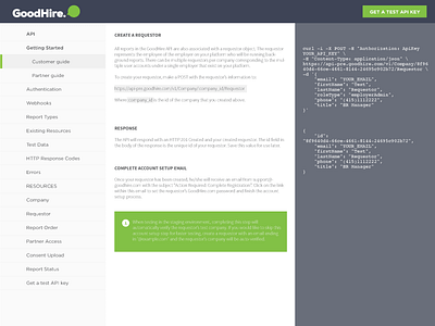 API Page api developer site goodhire