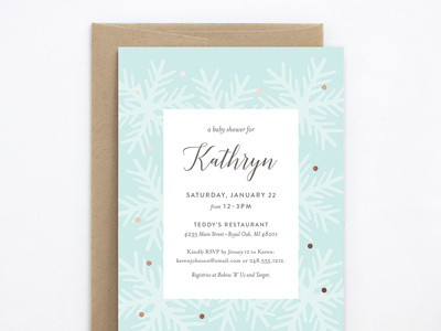 Snowfall Baby Shower Invite baby shower foil genna cowsert invitation snowflakes