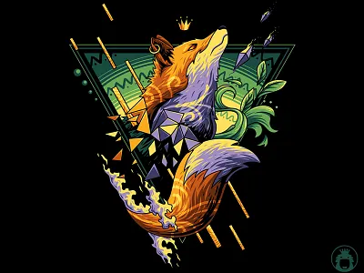 Red Fox animal commission crown earring fox graphicdesign illustration sense tshirtgraphic vector wildlife