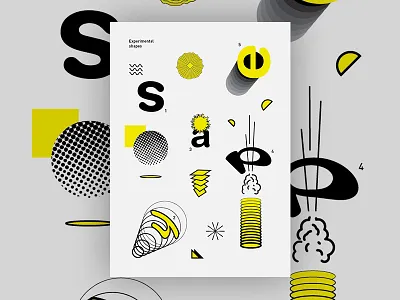 Experimental shapes design doodle experiment icon illustration poster shape sweet yellow