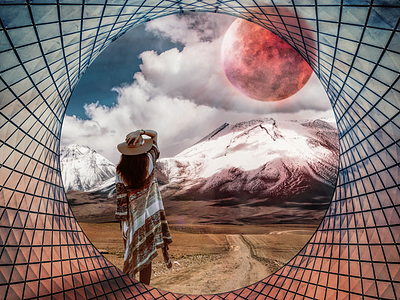 March Photo Challenge Image 29 moon mountain red moon scifi