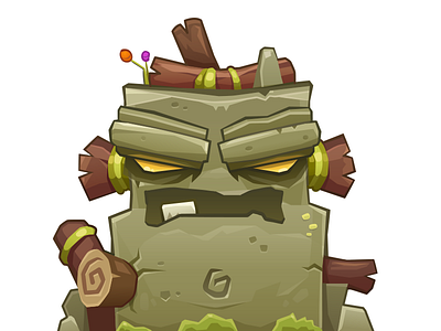 Rock Lord angry boulder character monster rock stump vector