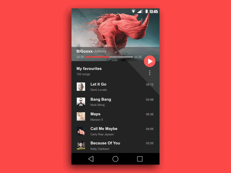 Music App gif ui ux