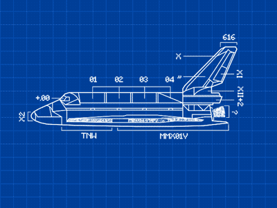 TNW Space shuttle alien blue blueprints future gif prints shuttle space