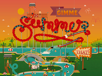 Gimme Summer That fireworks fun illustration pool party summer typography water waterpark