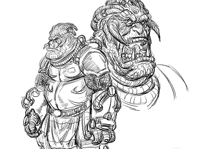 Alien_Brawler sketch alien character design illustration monster sketch