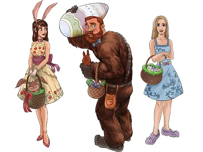 Easter themed characters character colors design easter fun illustration project