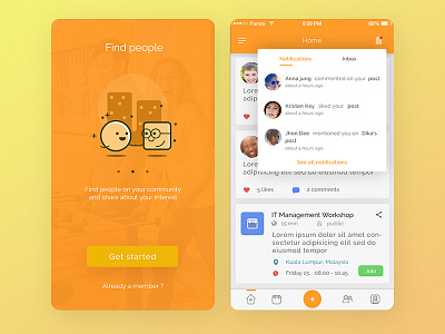 Mobile social network app cute feeds icons illustrations ios network social social media