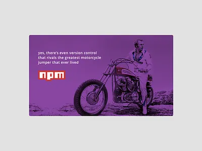 Motorcycle jumper- npm promo design interactive npm