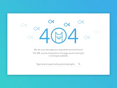 DailyUI - Day 008 404 Page 008 404 cat error fishes site ui