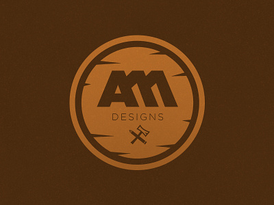 AMM Designs Logo axe craft illustration logo logotype pencil text type wood woodworking