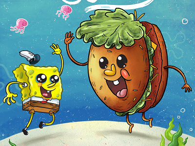 spongebob bob esponja cartoon hamburguesa illustrator sea spongebob