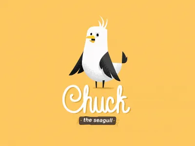 Chuck the seagull bird character chuck logo seagull zerographics