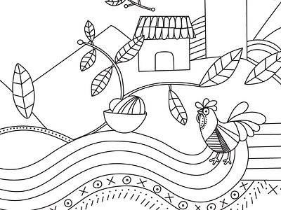 Pollo 1 - snippet black white chicken design womb el salvador ethnic farm food food startup food truck illustration line art plants