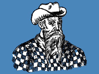 Cowboy Gutenberg cowboy gutenberg illustration johannes gutenberg line art sketch yeehaw