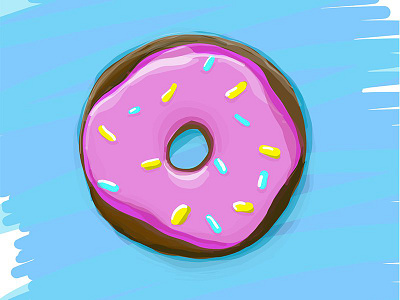 Chocolate with Raspberry Frosting and Sprinkles adobe draw color donut illustration