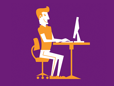 Desktop computer man