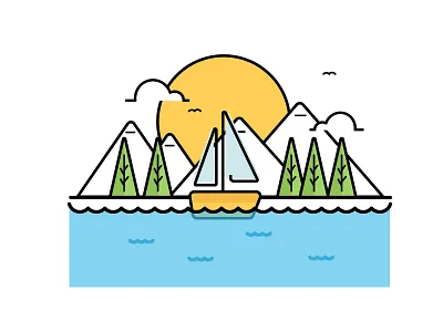 Smooth Sailing boat illustration sailing vacation vector