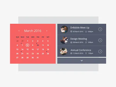 Event Calendar calendar clean date design digital design events calendar flat meeting calendar modern ui ux widget