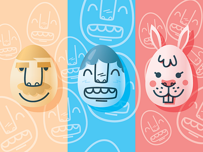 Eggs-tra ordinary Easter blue brown cute easter egg funny happy illustration red tapekingkong vector