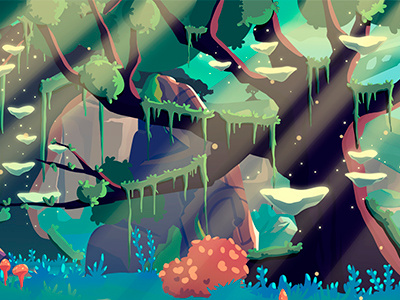 Encharted Forest forest game illustration level mushrooms