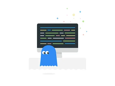 Ghost Writing code desk ghost illustration mac