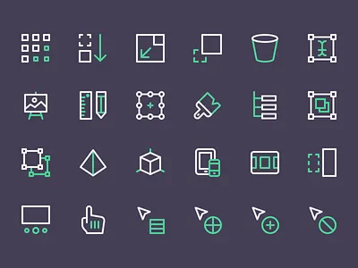 Design & Development (outline) cursor design development grid icons layout minimal new outline perfect