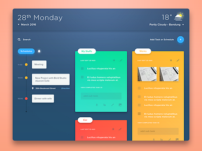 Task, Memo, Schedule, Weather & etc. (revamp) calendar card ios ipad memo minimalist schedule simple task timeline ui weather