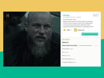 TV Show Watcher - DailyUI 025 app material ragnar serie show television tv vikings