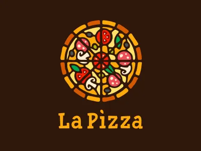 La Pizza delivery food italia italian logo pizza pizzeria stained glass window vitrage wheel
