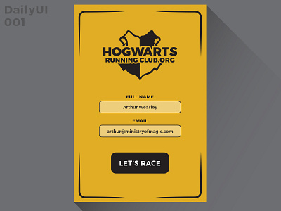 Daily UI challenge #001 — Sign Up challenge dailyui hogwarts mobile sign up ui