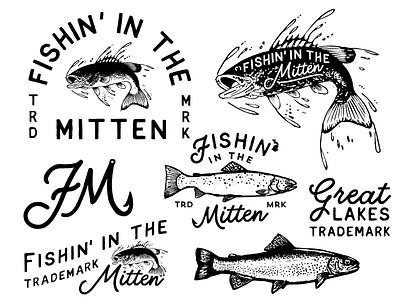 Fishin' in the Mitten fish logo script