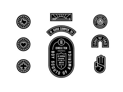 Boy Scouts Badges badges boy scouts icons illustration logos outdoors patches type