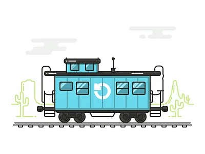 Caboose caboose cactus desert illustration train