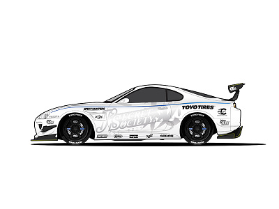 Toyota Supra MK4 black blue car illustration racecar supra toyota white