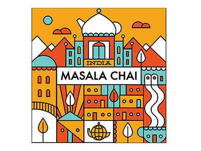 Masala Chai Tea design houses illustration india landscape line work mountains student tea trees unitea vector