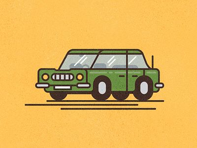 Family Car car flat color flat colour illustration line texture thick lines