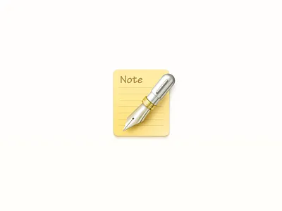 Note icon pen，note，icon，paper，yellow，metal