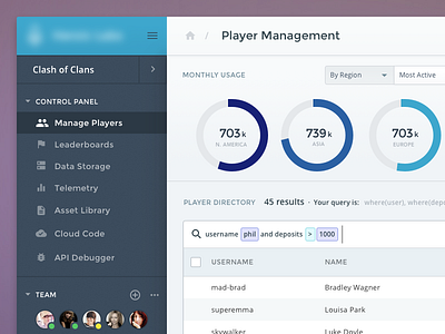 Player Dashboard UI, Color Exploration admin analytics app dashboard data graph responsive saas startup ui ux web