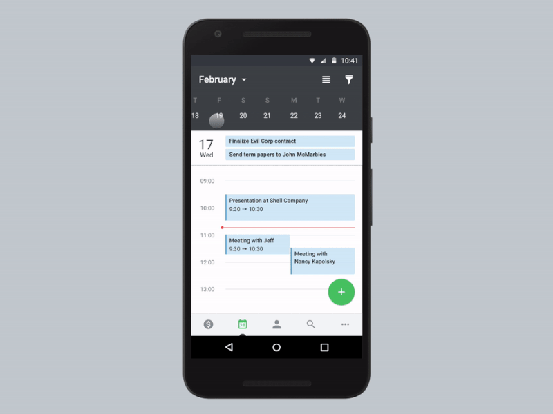 Calendar prototype android calendar framer framer studio framerjs