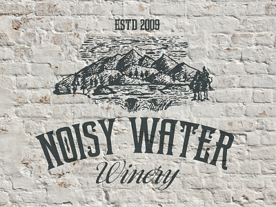 Noisy Water Winery drink hand drawn mountains wine