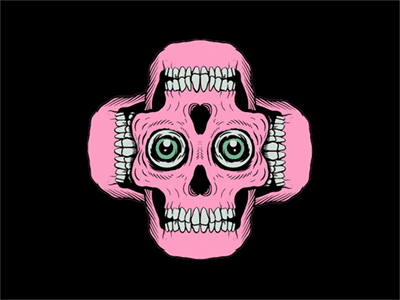 Friyay animation art crazy drawing hypnotic illustration skull spin