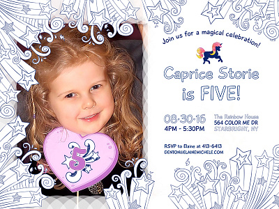 Color Me Invitation birthday coloring design invitation print